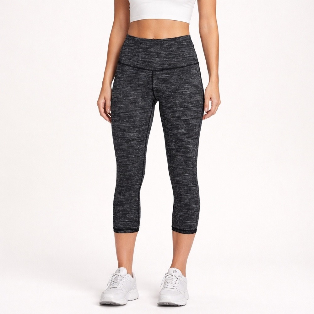 Tesla Womens Space Dye High Waist Capri Leggings Gray White‎ Small Workout Gym